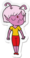 adesivo de uma garota alienígena de desenho animado png