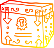 warm gradient line drawing of a cartoon magical chest png