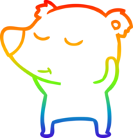 rainbow gradient line drawing of a happy cartoon polar bear png