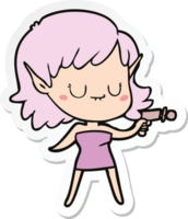 pegatina de una niña elfa feliz de dibujos animados png