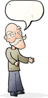 cartoon old man with mustache with speech bubble png