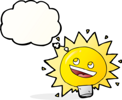 cartoon electric light bulb with thought bubble png