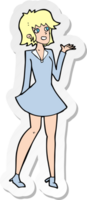 sticker of a cartoon pretty woman in dress png