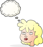 hand drawn thought bubble cartoon female face png
