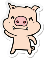 autocollant d'un cochon de dessin animé en colère png