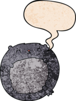 cartoon bear with speech bubble in retro texture style png