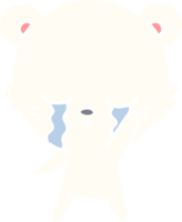 crying flat color style cartoon polarbear png