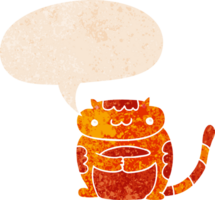 fofa desenho animado gato com discurso bolha dentro grunge angustiado retro texturizado estilo png