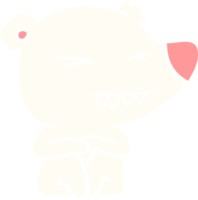 angry polar bear flat color style cartoon sitting png