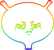 rainbow gradient line drawing of a cartoon angry bladder png