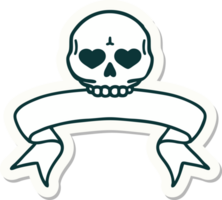 tattoo style sticker with banner of a skull png