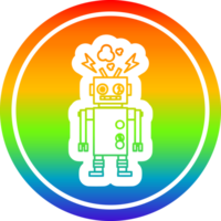 malfunctioning robot circular icon with rainbow gradient finish png