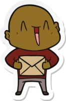 sticker of a happy cartoon bald man png