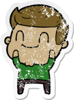 distressed sticker of a cartoon friendly man png