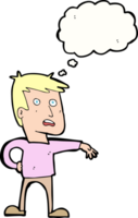 cartoon man making camp gesture with thought bubble png