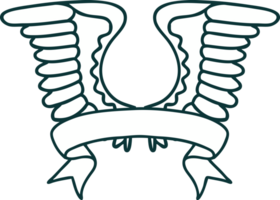 traditional tattoo with banner of a wing png