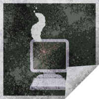 broken computer graphic   illustration square sticker png