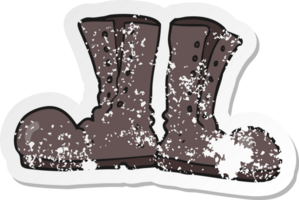 retro distressed sticker of a cartoon shiny army boots png