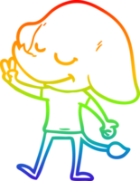 arcobaleno pendenza linea disegno di un' cartone animato sorridente elefante png