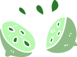 dessin animé doodle d'un citron vert coupé en deux png