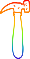 rainbow gradient line drawing of a cartoon hammer png