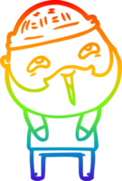 arco Iris gradiente linha desenhando do uma desenho animado feliz barbudo homem png