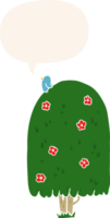 dibujos animados alto árbol con habla burbuja en retro estilo png