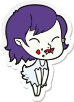 sticker of a cartoon vampire girl with blood on cheek png