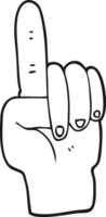 hand drawn black and white cartoon pointing hand png