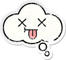 distressed sticker of a cute cartoon thought bubble png