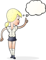 cartoon girl with idea with thought bubble png