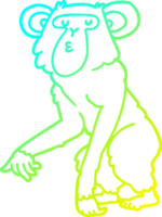 cold gradient line drawing of a cartoon chimpanzee png