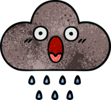 retro Grunge Textur Karikatur von ein Sturm Regen Wolke png