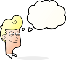 hand drawn thought bubble cartoon smiling man png