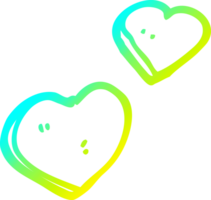 cold gradient line drawing of a cartoon love hearts png