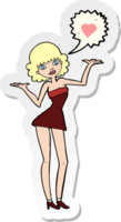 sticker of a cartoon woman in love png