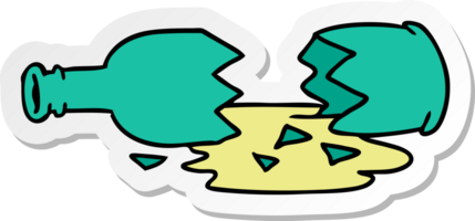 hand drawn sticker cartoon doodle of a broken bottle png