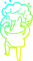 cold gradient line drawing of a cartoon happy man png