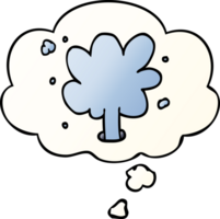 cartoon spouting water with thought bubble in smooth gradient style png