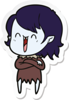 sticker of a cute cartoon happy vampire girl png