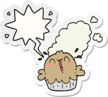 cute cartoon pie with speech bubble sticker png