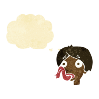 cartoon head sticking out tongue with thought bubble png