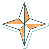 iconic distressed sticker tattoo style image of a star png