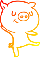 chaud pente ligne dessin de une content dessin animé porc png