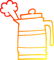 warm gradient line drawing of a cartoon kettle png