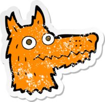 retro distressed sticker of a cartoon fox head png