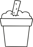 line drawing quirky cartoon ice cream pot png