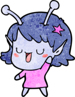 glücklicher Alien-Mädchen-Cartoon png