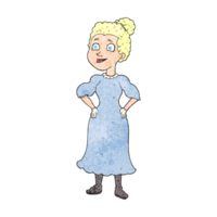 hand textured cartoon victorian woman in dress png