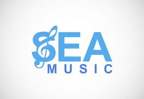 Sea music wave logo design template. Beach party logo vector